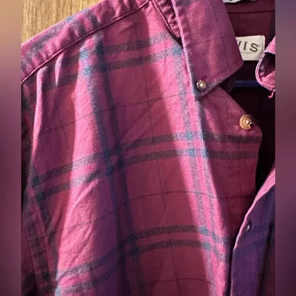 Orvis men's Flannel 💯 percent Cotton red green Plaid. - Picture 3 of 5
